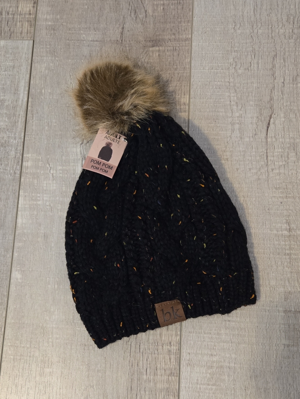 Black Knit Pom Pom Beanie